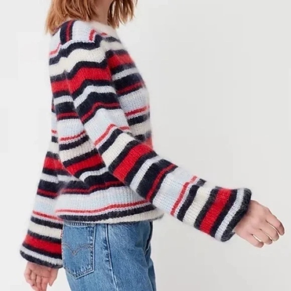 Aritzia Little Moon Gardenia Wool Striped Knit Sweater Red Blue White - Sz M - Picture 2 of 15